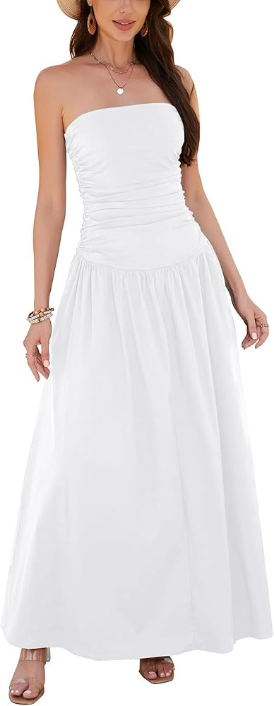 Yulaviniee Women's Strapless Tube Top Corset Maxi Dress for Wedding Guest, Elegant Party Dress | Amazon (US)