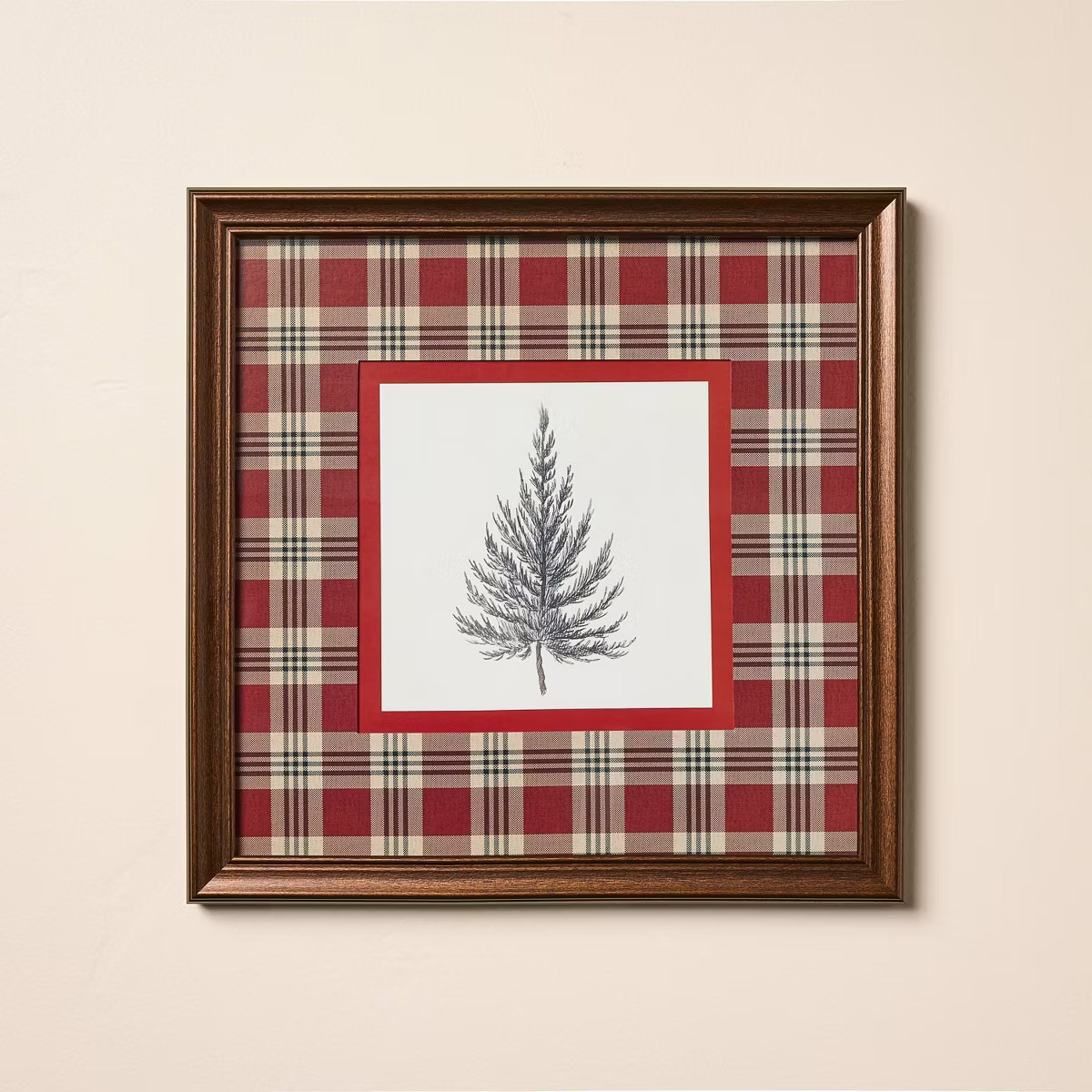 12"x12" Vintage Red Plaid Matte Tree Framed Wall Art - Hearth & Hand™ with Magnolia | Target