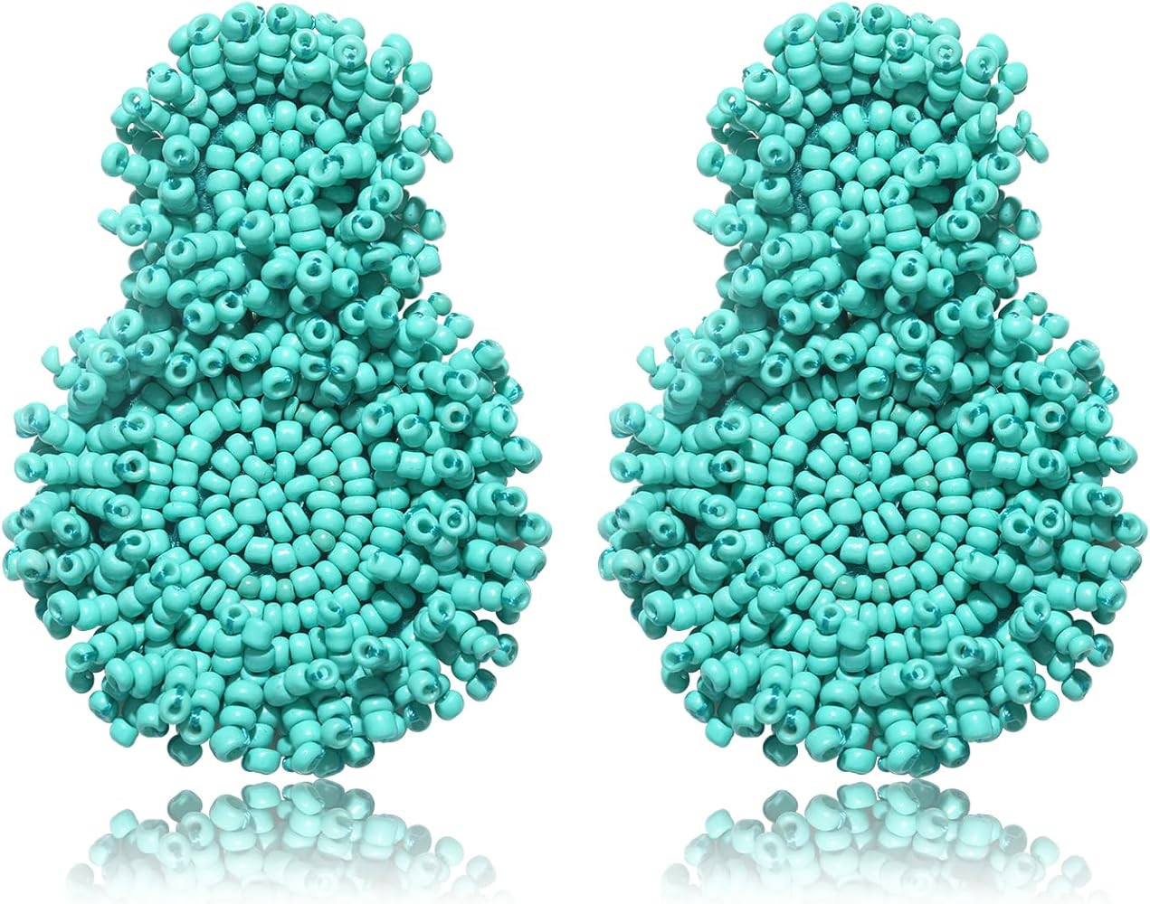 Boho Beaded Drop Earrings for Women Cute Statement Bead Dangle Earrings Handmade Lightweight Fun ... | Amazon (US)