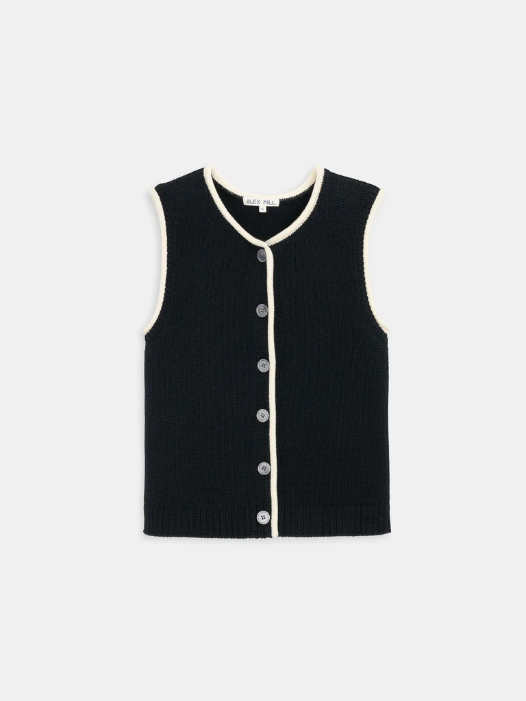 Bridget Tipped Vest in Cotton | Alex Mill