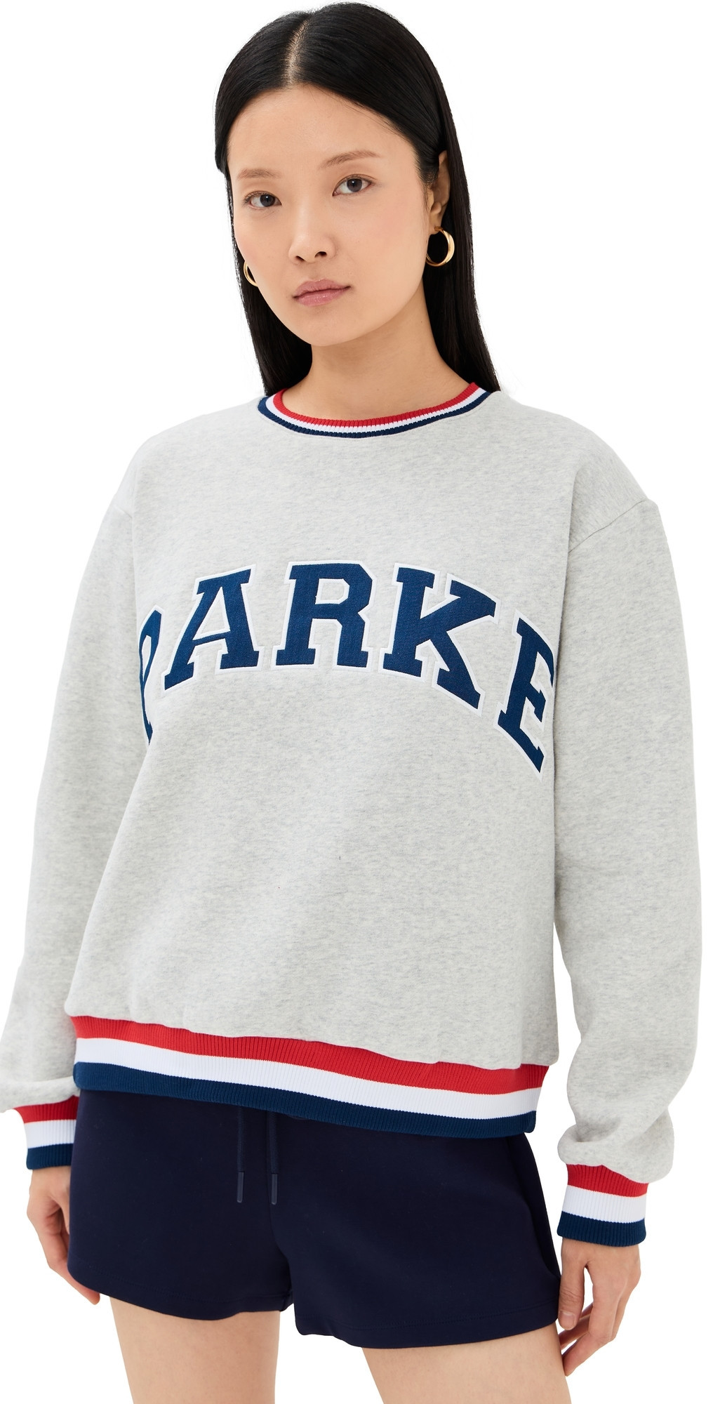 PARKE Vintage Varsity Crew Sweatshirt Grey S/M | Shopbop