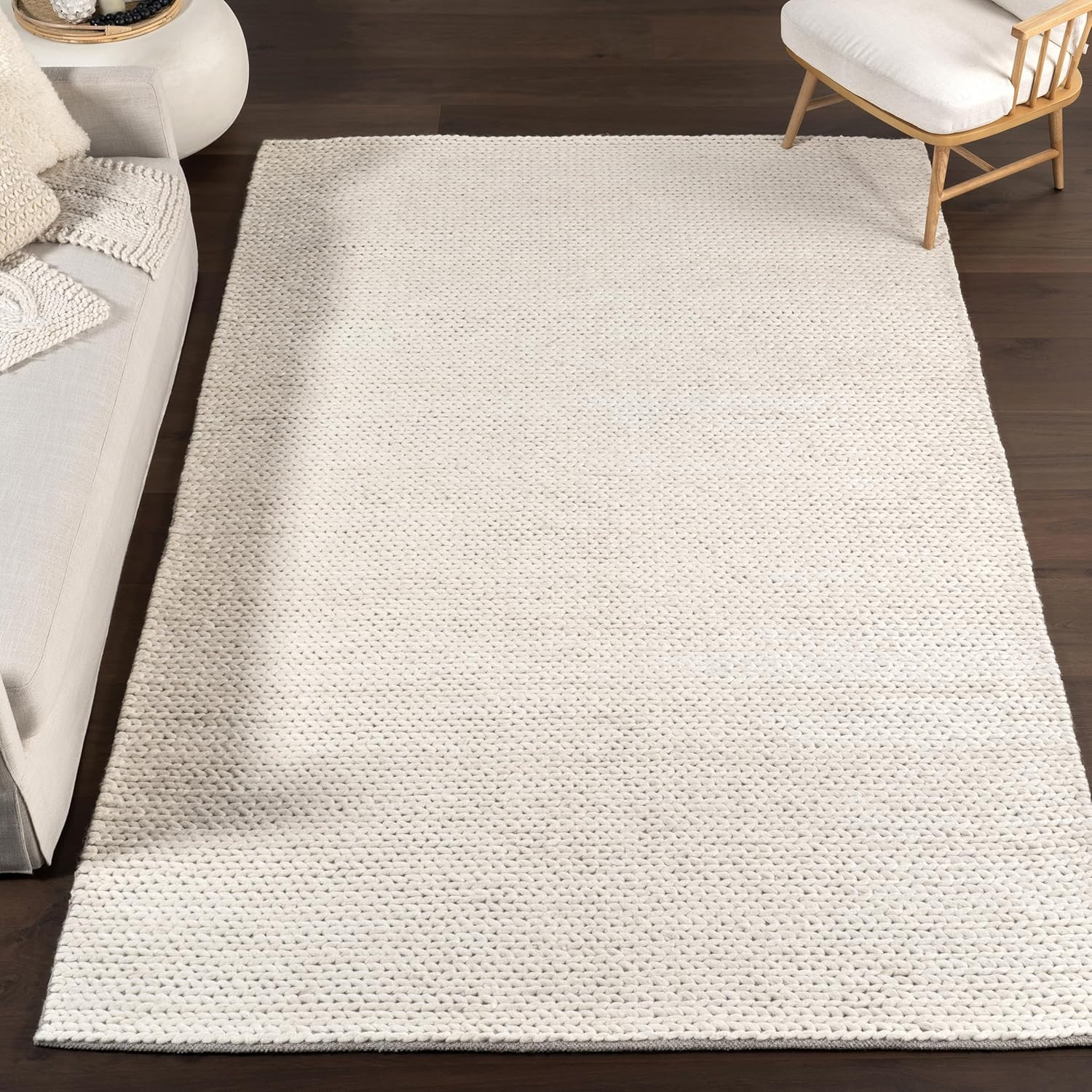 nuLOOM 4x6 Penelope Wool Braided Handmade Area Rug, Off White, Solid Rustic Farmhouse Style, For ... | Amazon (US)