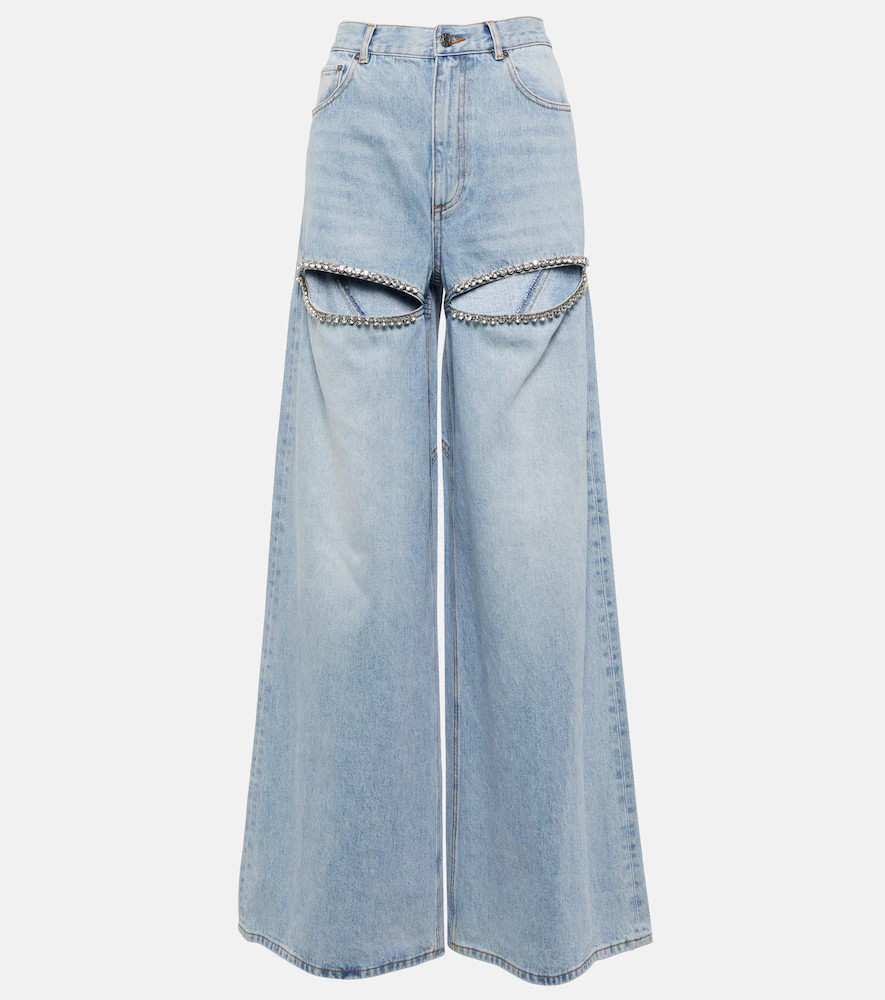 Area Cutout embellished high-rise wide-leg jeans | Mytheresa (US/CA)