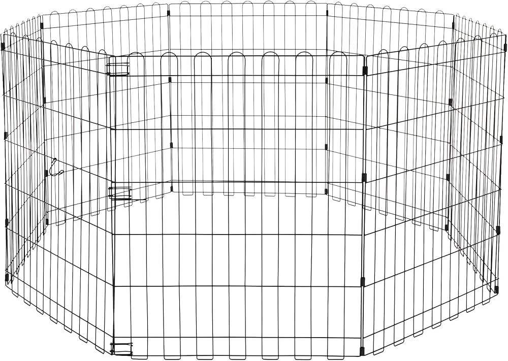 Amazon Basics Foldable Metal Exercise Pet Play Pen for Dogs, No Door, 60 x 60 x 30 Inches, Black | Amazon (US)