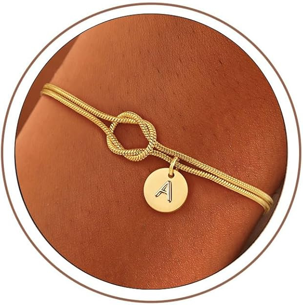 Turandoss Easter Basket Stuffers for Kids Teen Girls Women Gold Initial Bracelets - 14K Gold Plat... | Amazon (US)