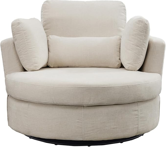 Swivel Accent Barrel Chair Oversized Modern Akili Upholstered Sofa Lounge Club Leisure Chair Roun... | Amazon (US)