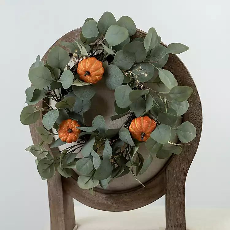 Eucalyptus and Baby's Breath Pumpkin Mini Wreath | Kirkland's Home