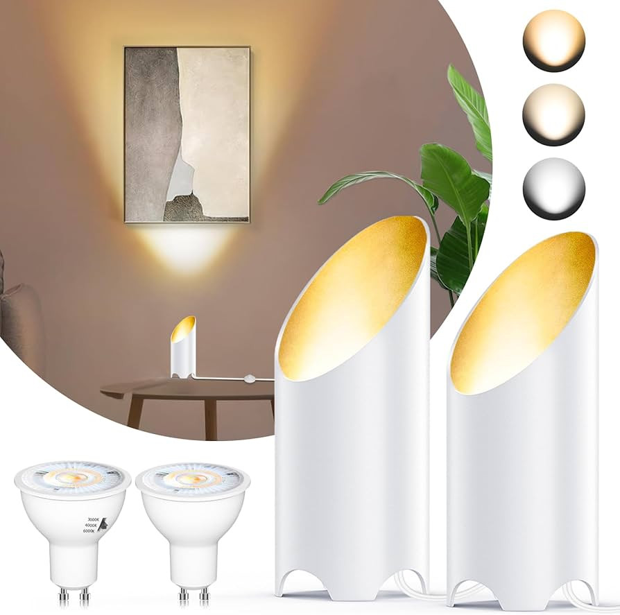 2 Pack Uplighting Spotlights with GU10 Bulbs - Adjustable 3000K/4000K/6000K, Indoor Floor Can Lig... | Amazon (US)