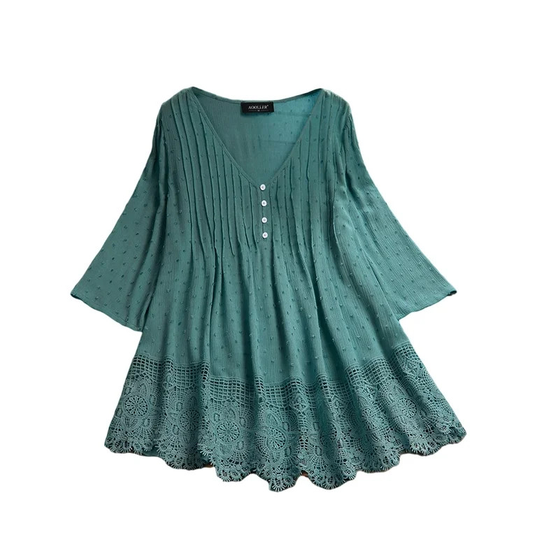 Sexy Dance Women Fall 3/4 Sleeve Tunic Blouse Tops Casual Blouse Plus Size Tunic Shirts Henley Bu... | Walmart (US)