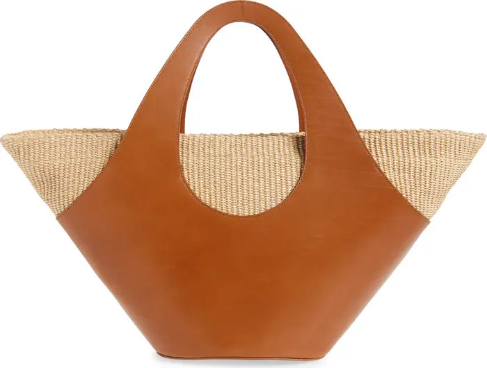 Siena Leather & Raffia Top Handle Tote | Nordstrom