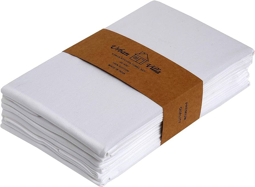 Urban Villa Kitchen Towels Premium Quality 100% Cotton Solid Kitchen Towels Set of 6 Ultra Soft S... | Amazon (US)
