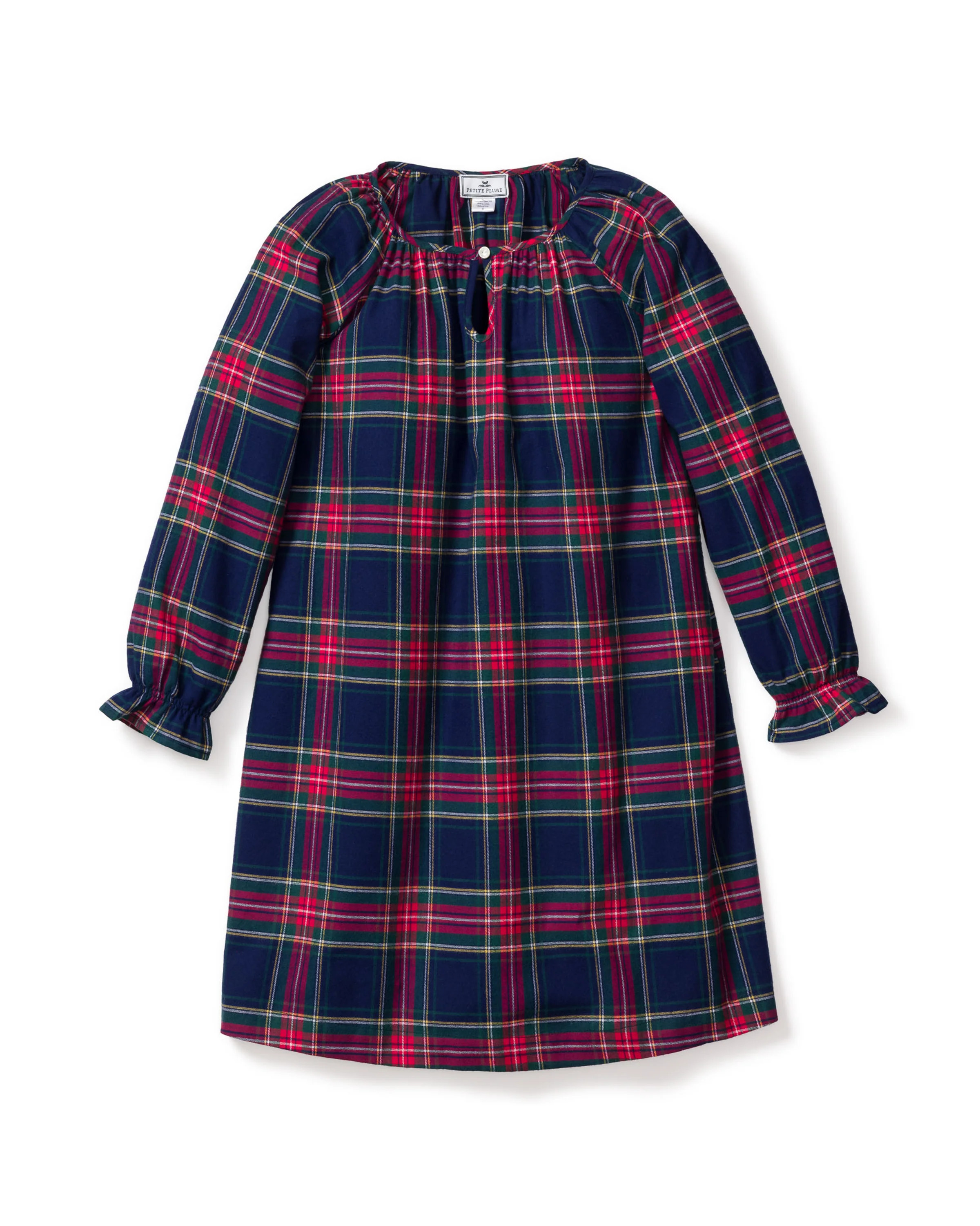 Girl's Brushed Cotton Delphine Nightgown in Windsor Tartan | Petite Plume