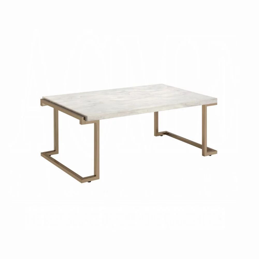 Coffee Table Faux Marble & Champagne | Walmart (US)