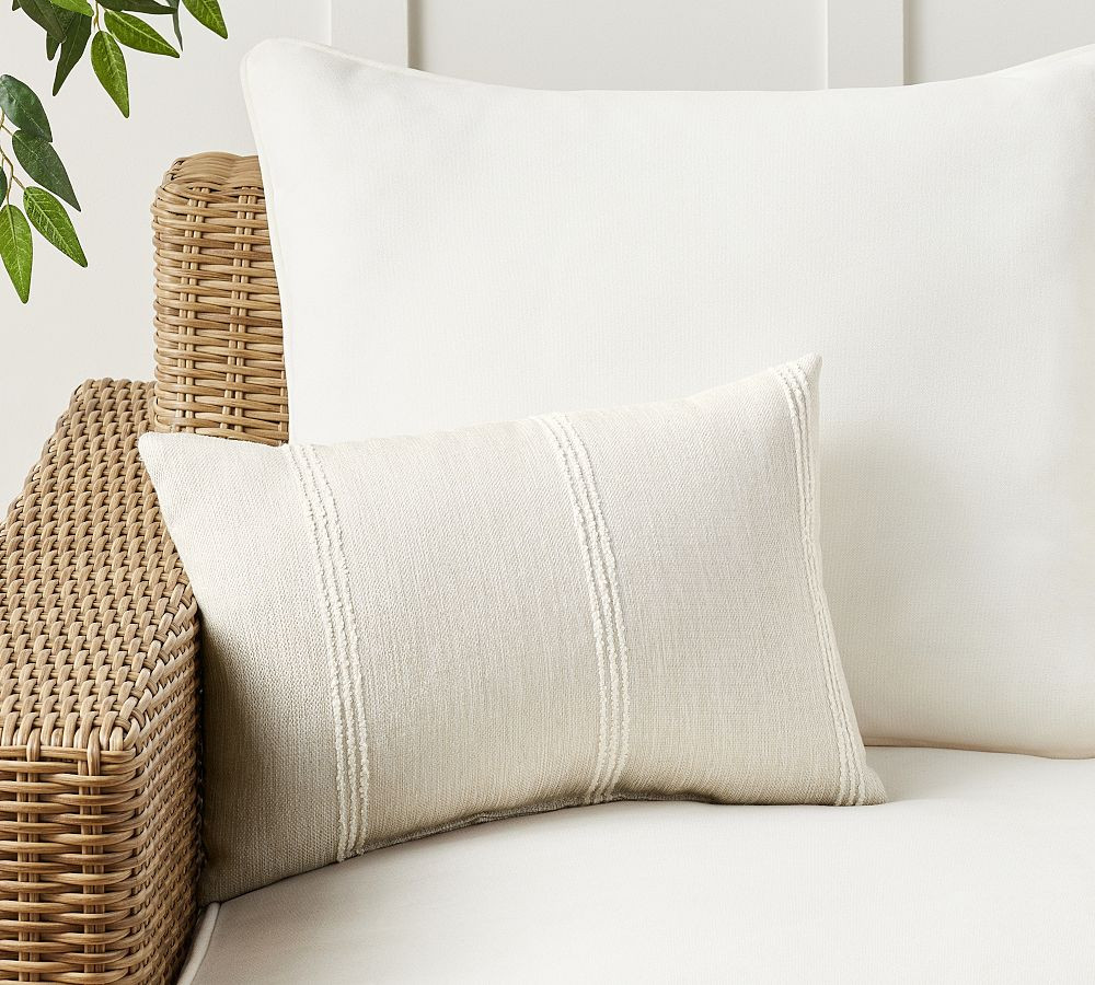 Sunbrella® Recycled Candlewick Striped Outdoor Pillow | Pottery Barn (US)