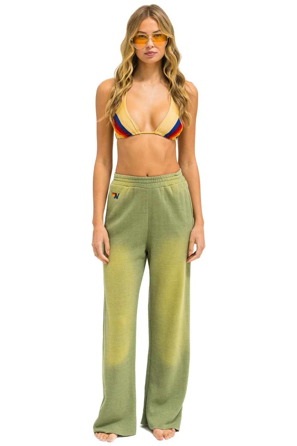 ESSENTIAL WIDE LEG POCKET SWEATPANTS - FADED ARMY | Aviator Nation