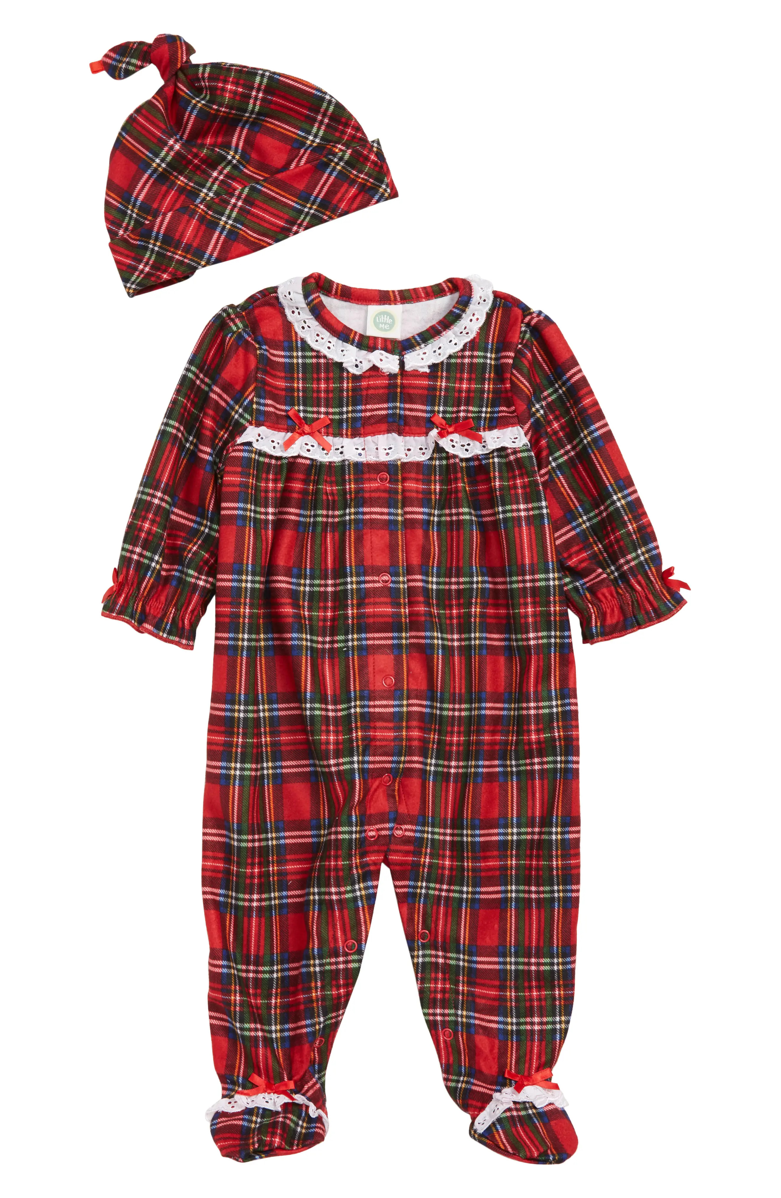 Plaid Footie & Hat Set | Nordstrom
