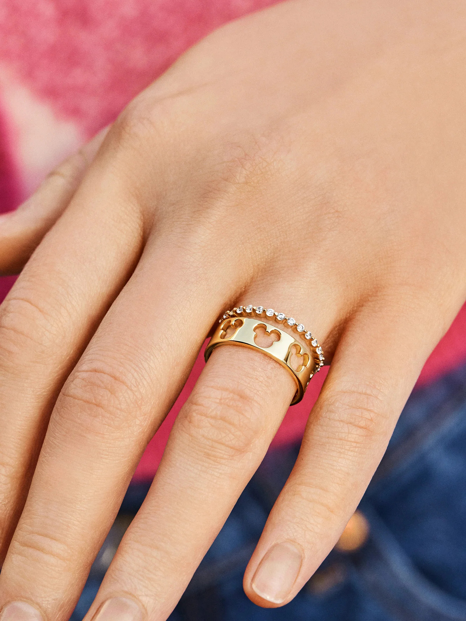 Mickey Mouse Outline 18K Gold Plated Sterling Silver Ring - Gold | BaubleBar (US)