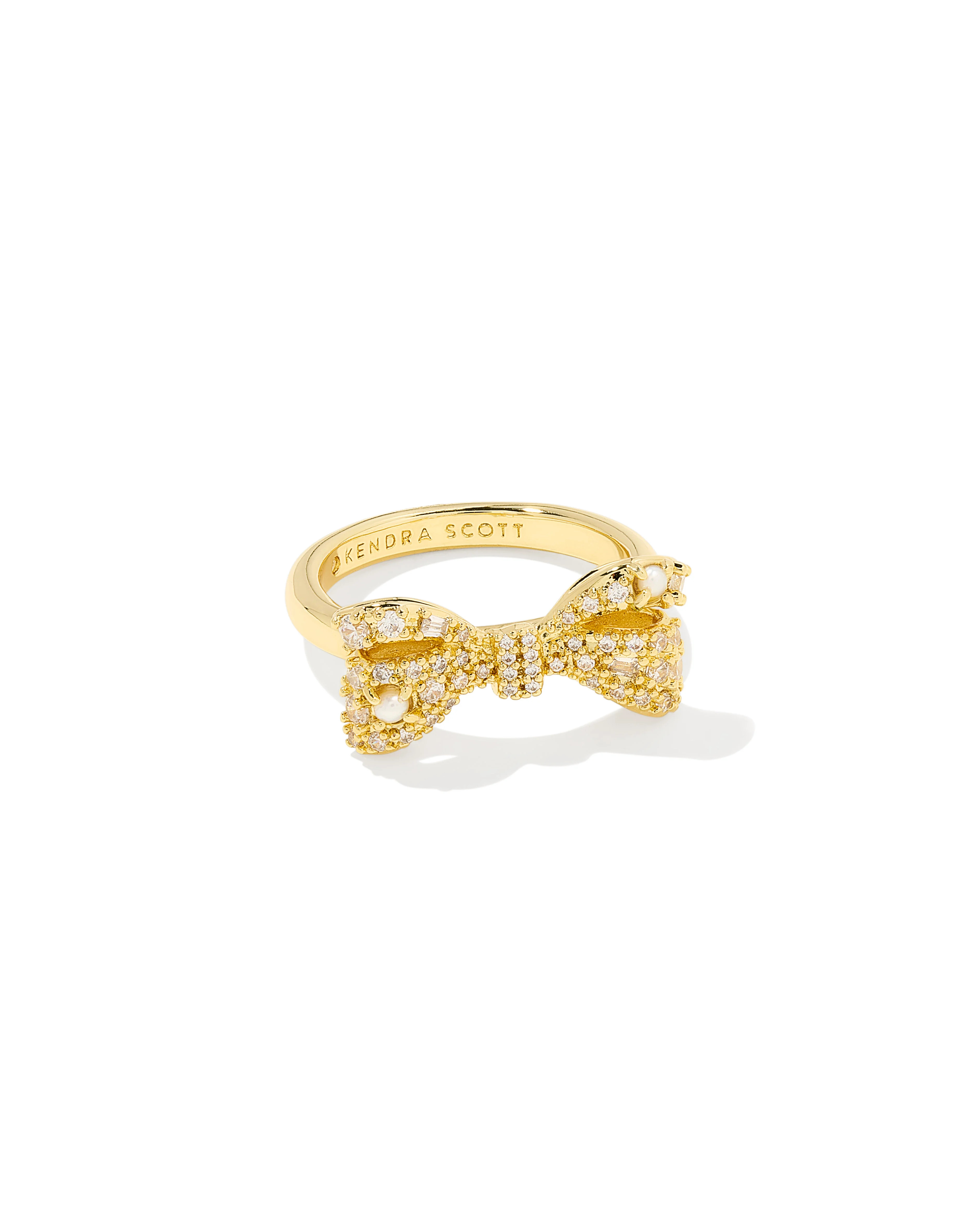 Krista Gold Bow Cocktail Ring in White Mix | Kendra Scott
