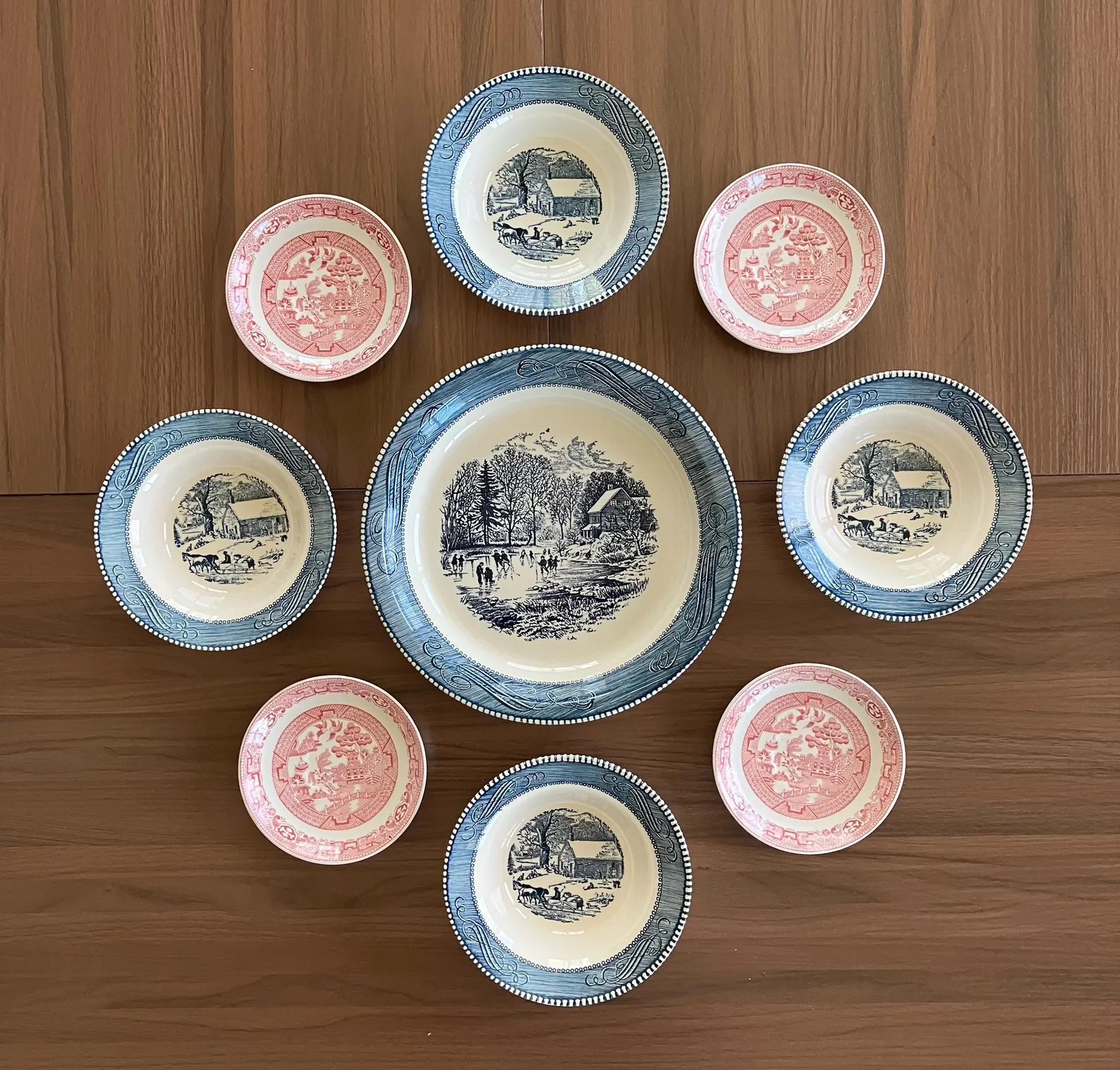 Vintage Wall Plate Collection Curated White Blue Transferware Home Decor Set of Nine | Etsy (Global)