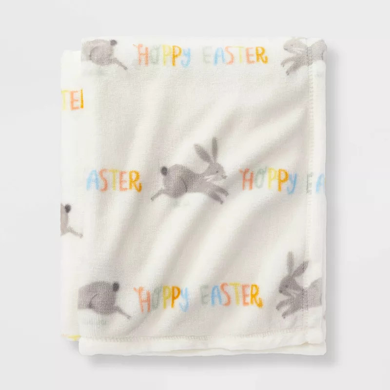 Hoppy Easter Throw Blanket Cream - Spritz™ | Target