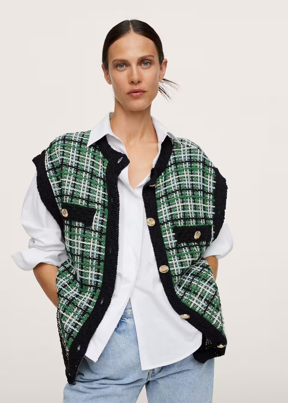 Tweed oversize vest | MANGO (US)