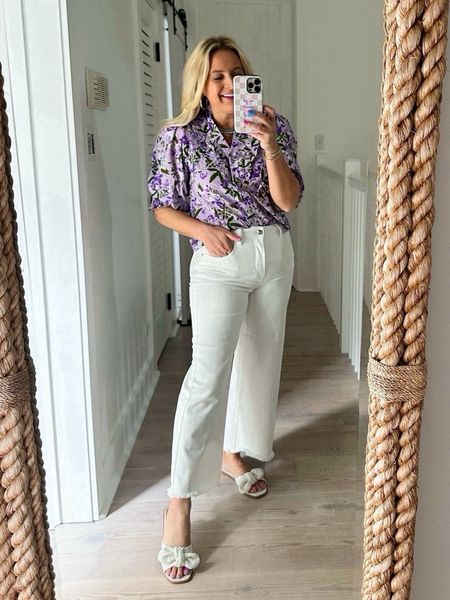 Great lavender top! Loving this with white jeans. Small top and size 27 jeans. Code FANCY15 for 15% off 

#LTKSeasonal #LTKstyletip #LTKfindsunder100