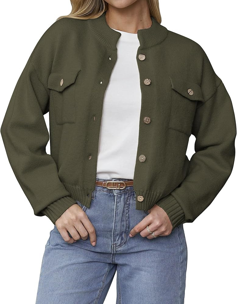 COSSEN Womens Chunky Knit Cardigan Sweater Jackets Button Down Long Sleeve Cropped Trendy Outerwe... | Amazon (US)