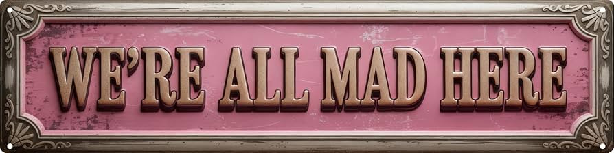 We're All Mad Here Metal Sign 4x16in for Library Wall Decor Literary Gift | Amazon (US)