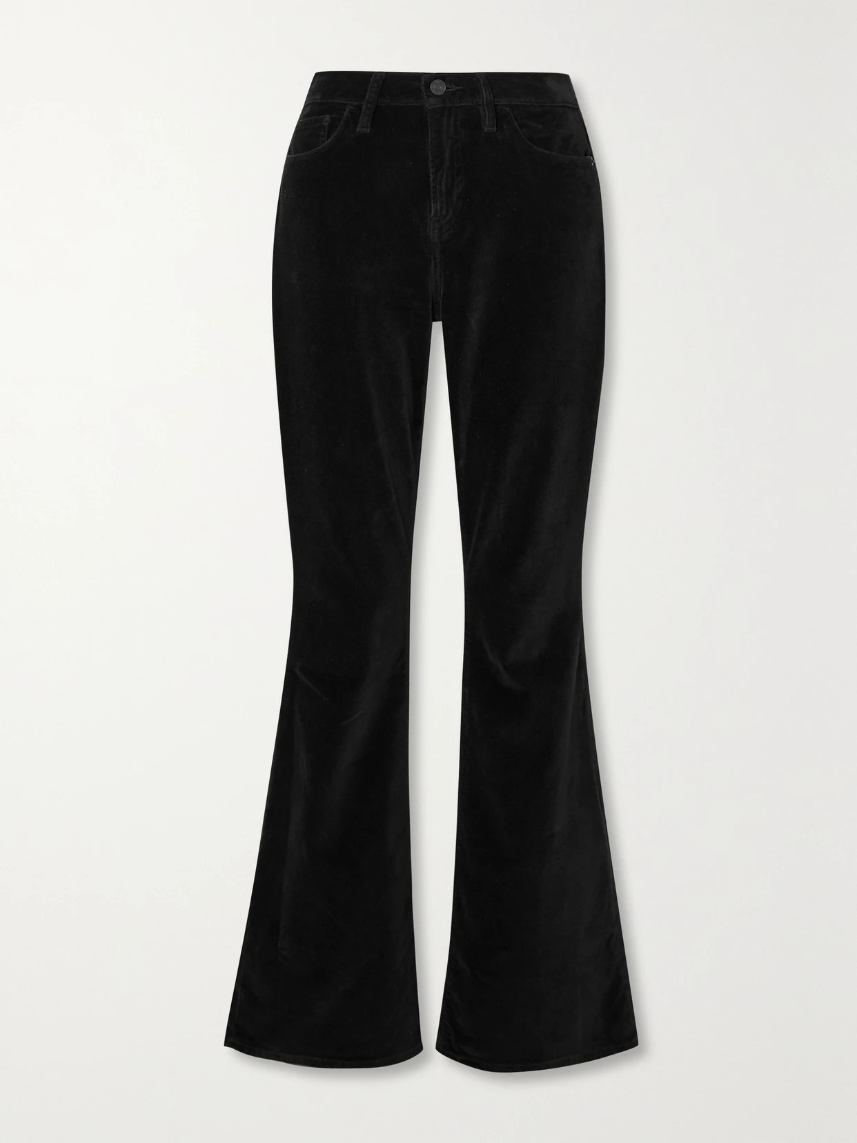 FRAME - Le High Flare Cotton-blend Velvet Pants - Black | NET-A-PORTER (US)