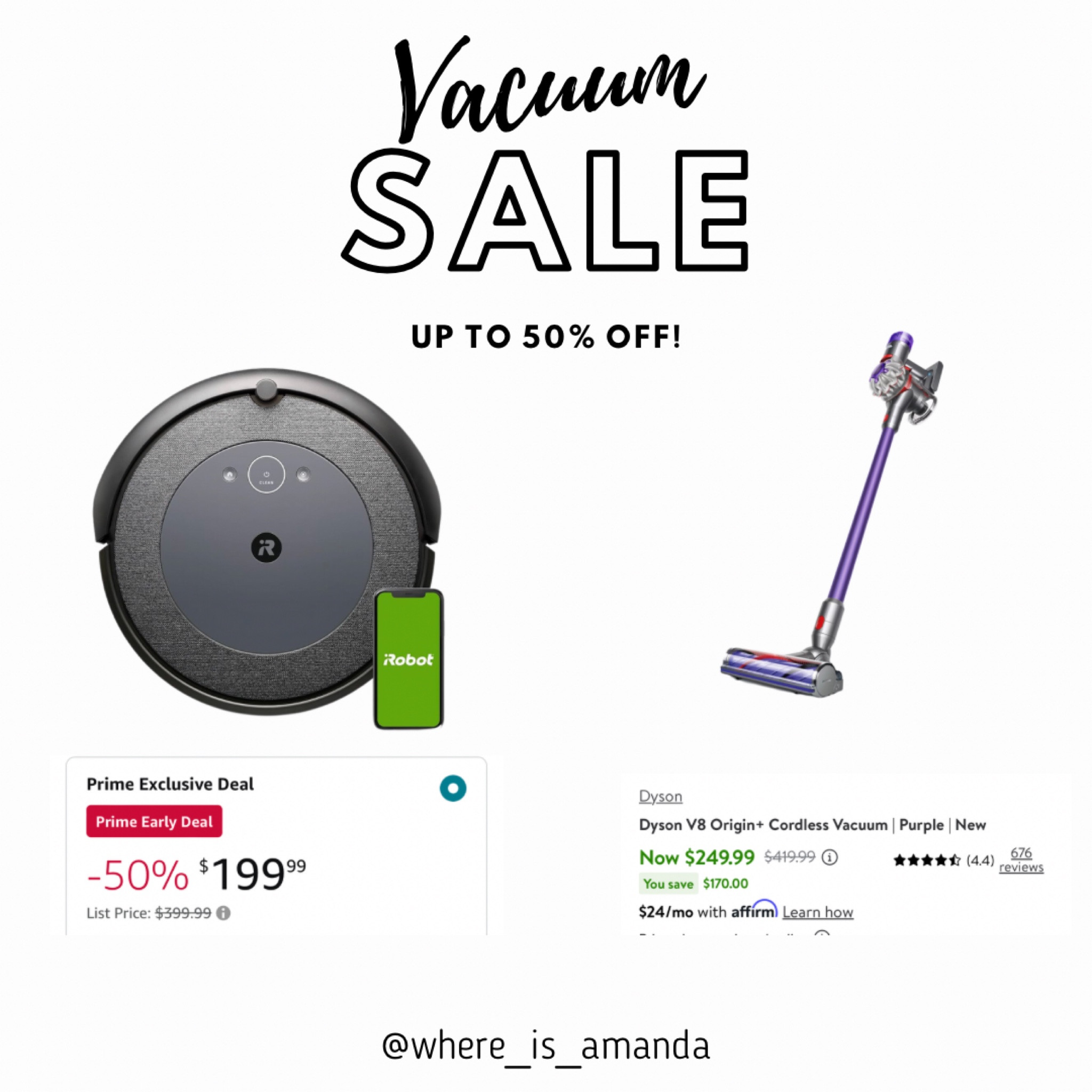 Roomba is 50% off marked down to $199 and Dyson is $170 off! 

Roomba sale, prime days, Walmart deals, Dyson on sale, roomba on sale, prime day deals

#LTKGiftGuide #LTKxPrime #LTKsalealert