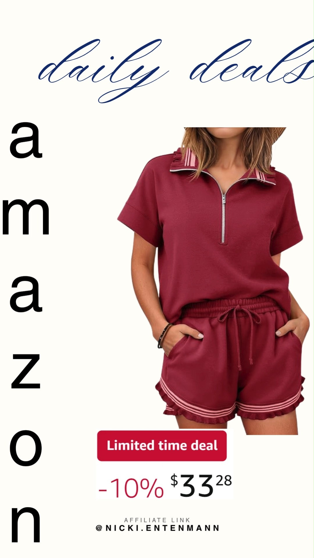 Cozy meets chic with this 2 piece short set featuring a half zip ruffle top and matching bottoms. Perfect for summer lounging or casual outings with effortless style! 🌸👟☀️  

#AmazonFinds #TwoPieceSet #SummerStyle #Tracksuit #CasualOutfit #MatchingSet #OOTD #Womenswear #ComfortStyle #FashionFinds 

 #LTKootd #LTKActive #LTKSaleAlert