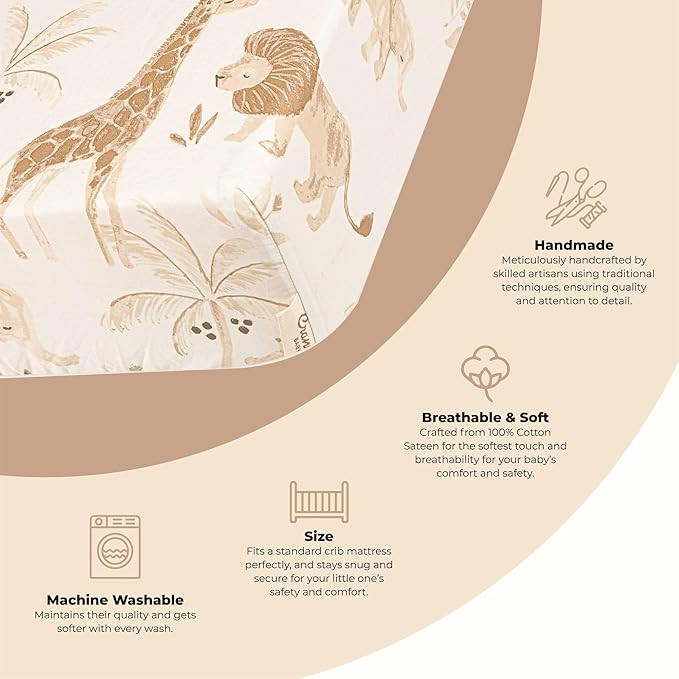 Crane Baby Crib Sheet - Safari Animal Crib Sheets for Boys and Girls - Soft 100% Cotton Sateen Ba... | Amazon (US)