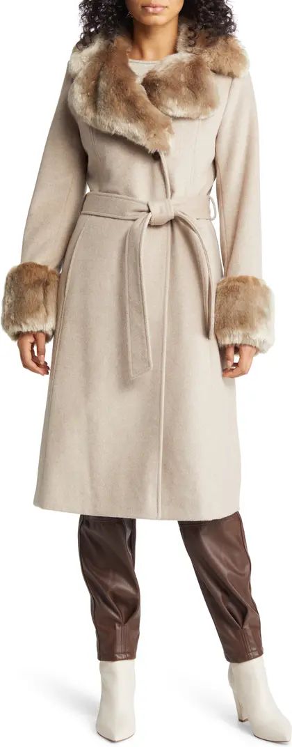 Via Spiga Longline Coat with Faux Fur Trim | Nordstrom | Nordstrom