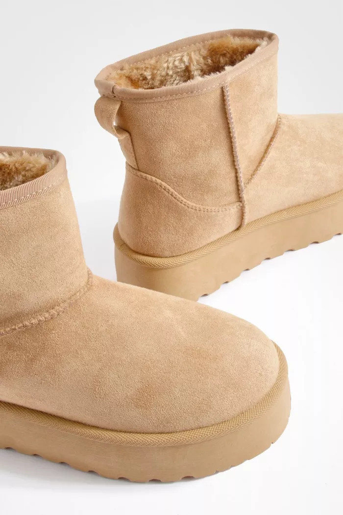 Wide Width Platform Mini Cozy Boots | boohoo (US & Canada)