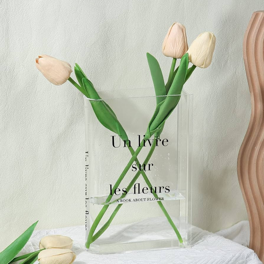 Book Vase for Flowers, Transparent Book Vase, Acrylic Clear Book Vase, Book Shape Flower Vase Min... | Amazon (US)