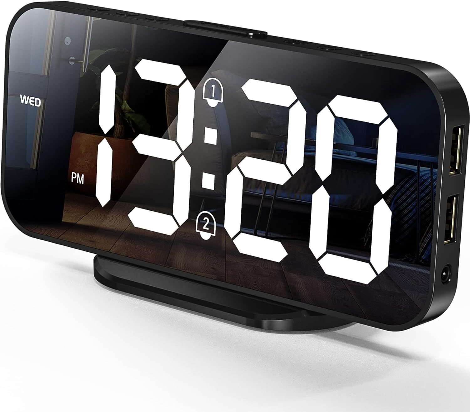 Digital Alarm Clocks, LED Mirror Electronic Clock, Snooze Mode, 12/24H, Auto Adjust Brightness, M... | Amazon (US)