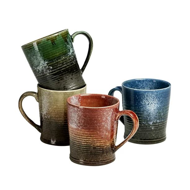 Woven Paths Stoneware Rustic Farmhouse Mugs, Set of 4, Assorted - Walmart.com | Walmart (US)