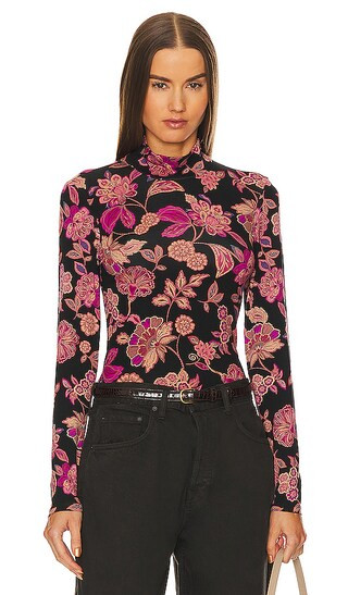 Slinky Mock Tee in Cranberry Bloom | Revolve Clothing (Global)