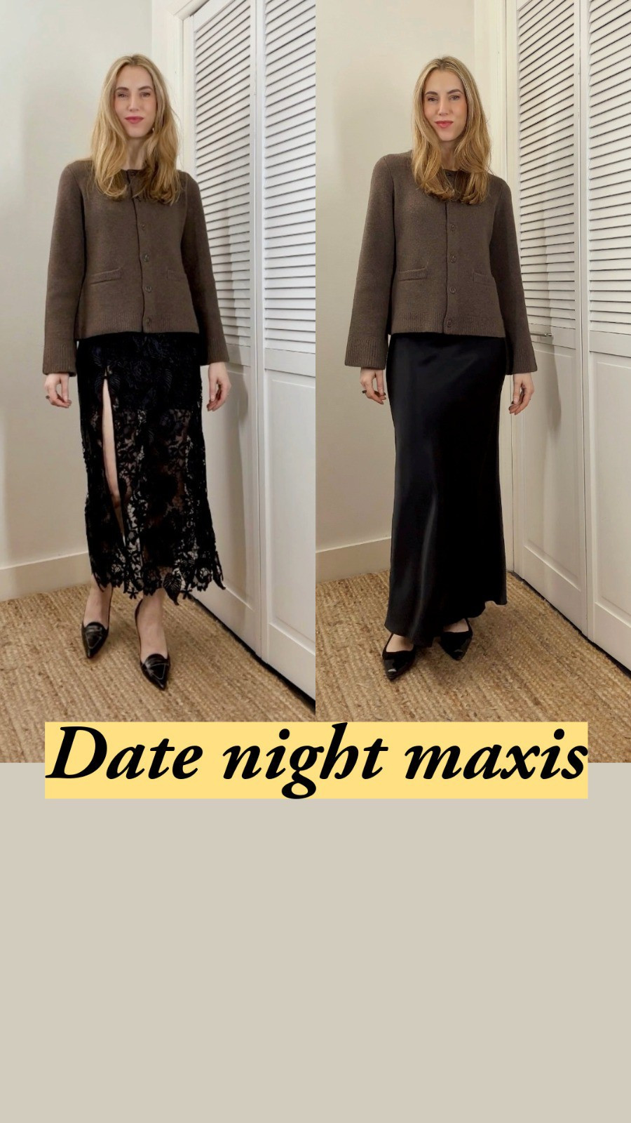 I'm wearing the structured cardigan in a size small. My skirts are size xs. Which one do you prefer? 🤩 

#LTKMostLoved #LTKStyleTip #LTKFindsUnder50