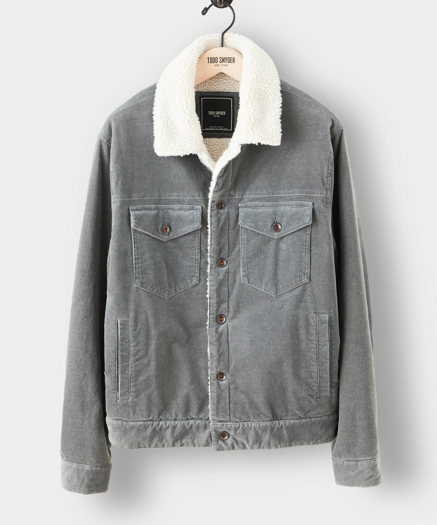 Italian Sherpa Lined Corduroy Dylan Jacket in Grey | Todd Snyder