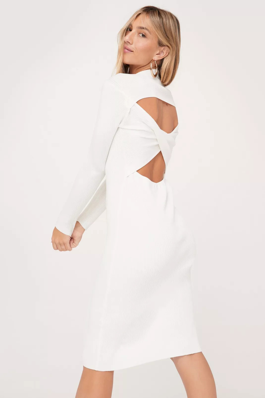 Knitted Twist Open Back Midi Dress | Nasty Gal (US)