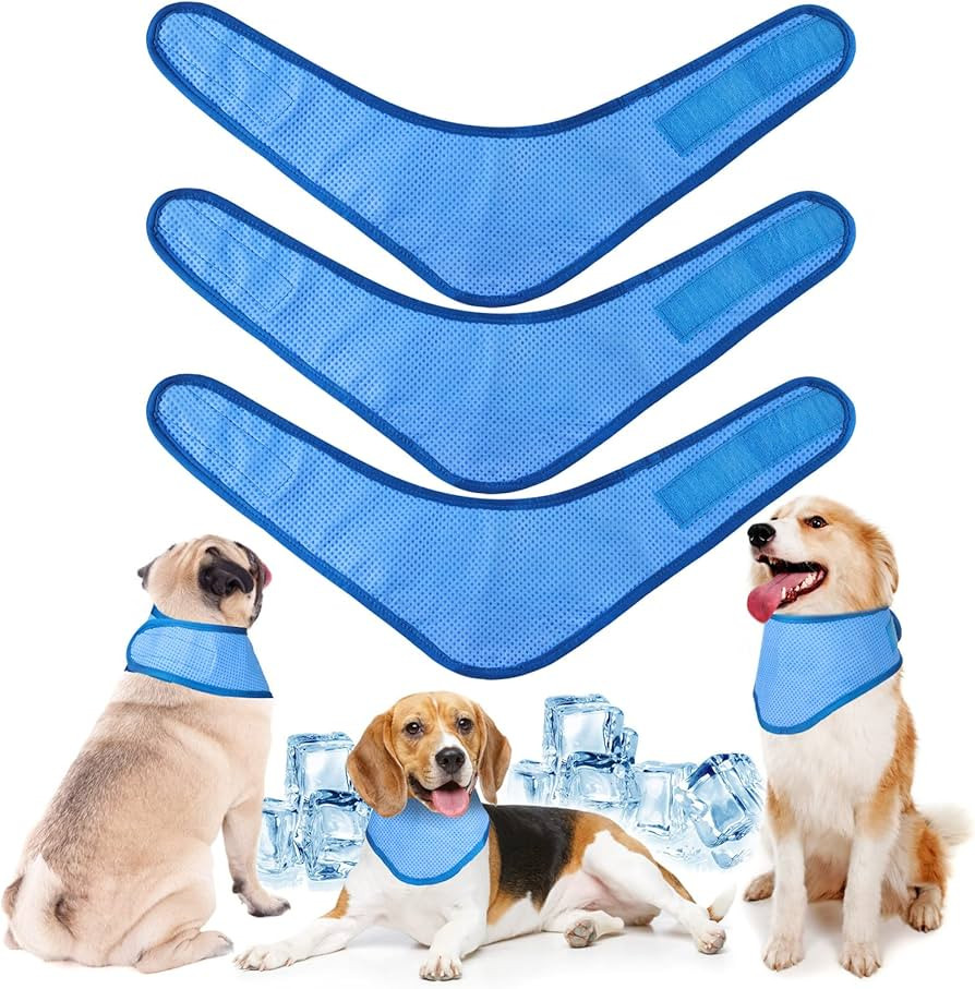 3 Pack Dog Ice Bandana Cooling Pet Bandana Dog Neck Cooler Breathable Cool Dog Collar Bandanas He... | Amazon (US)