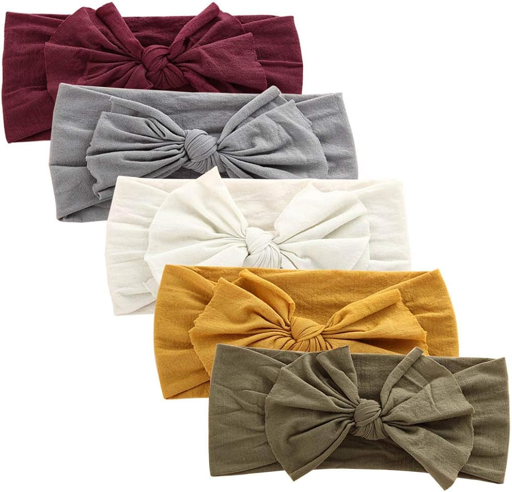 Baby Girl Nylon Headbands Newborn Infant Toddler Hairbands and Bows Child Hair Accessories | Amazon (US)