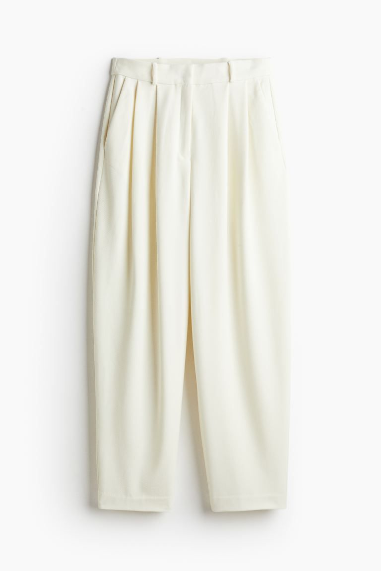 Tapered Twill Pants - White - Ladies | H&M US | H&M (US + CA)