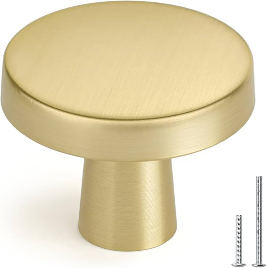 homdiy 10 Pack Gold Cabinet Knobs Zinc Brushed Brass Knobs Kitchen Handles | Amazon (US)