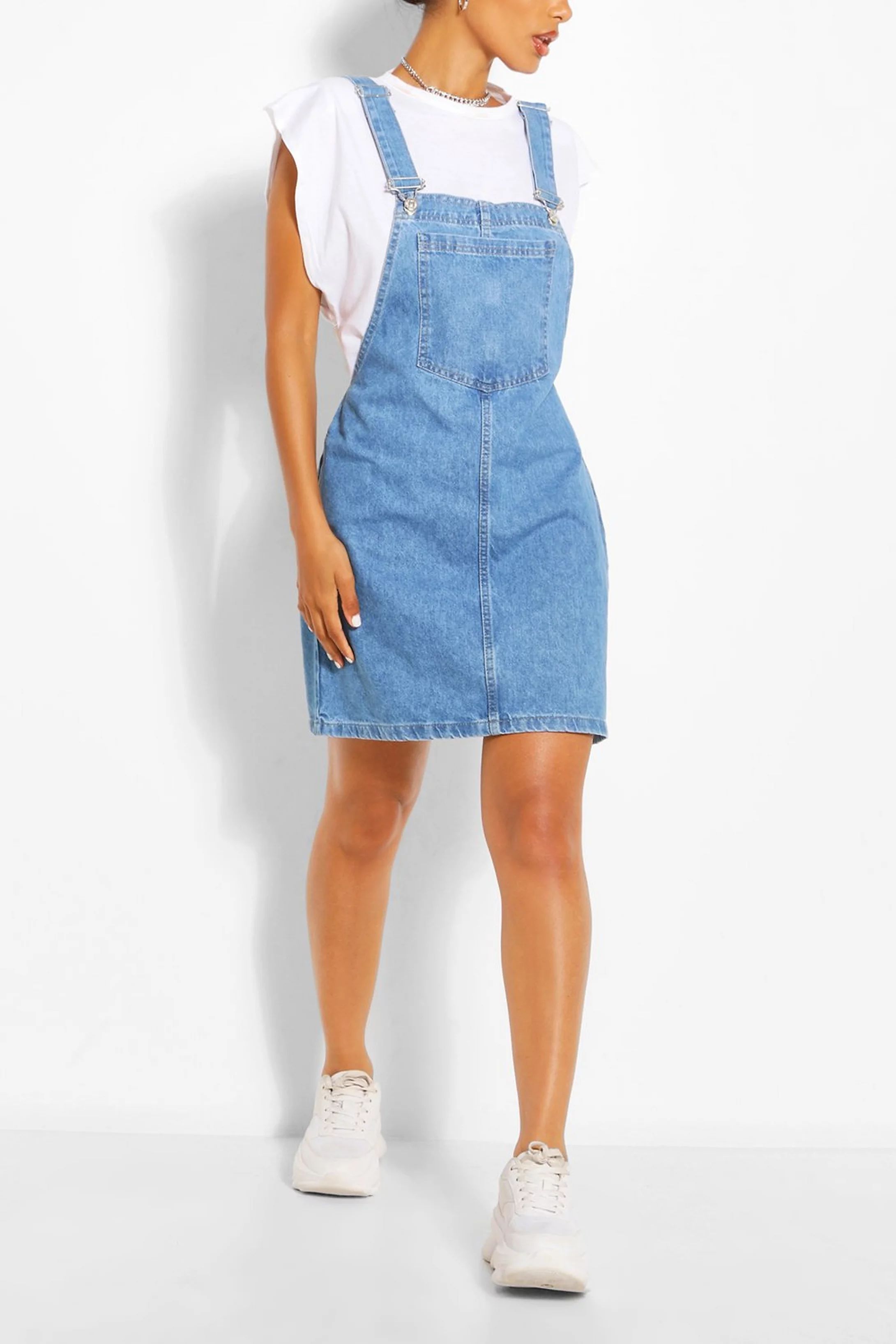 Denim Pocket Pinafore Dress | Boohoo.com (US & CA)