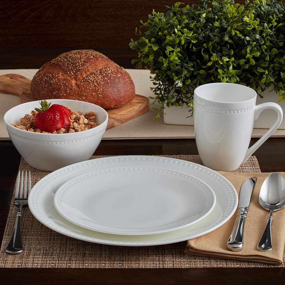 Mikasa Loria 16-Piece Bone China Dinnerware Set - Dishwasher & Microwave Safe, Service for 4, Whi... | Amazon (US)