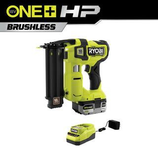 RYOBI ONE+ HP 18V 18-Gauge Brushless Cordless AirStrike Brad Nailer with 4.0 Ah HIGH PERFORMANCE ... | The Home Depot