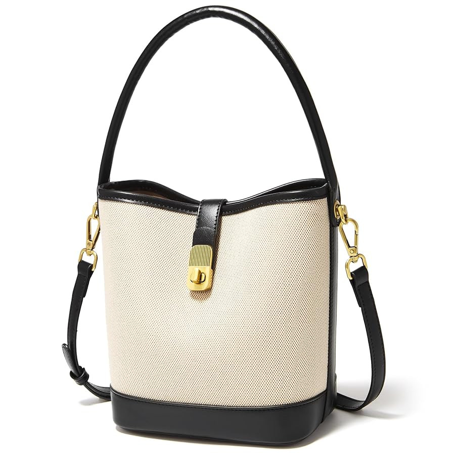 FOXLOVER Coated Canvas Bucket Crossbody Bags for Women Top-Handle Handbags Small Satchel Purse Tr... | Amazon (US)