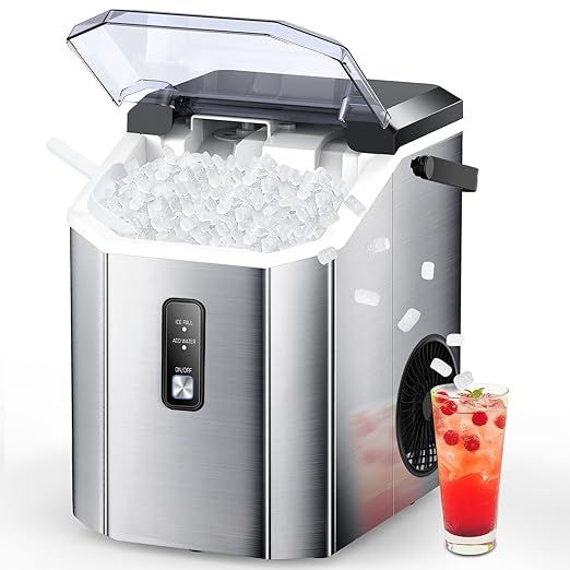 Joy Pebble Nugget Stainless Steel Ice Maker, Countertop Chewable Nugget Ice Machine, One-Click Qu... | Amazon (US)